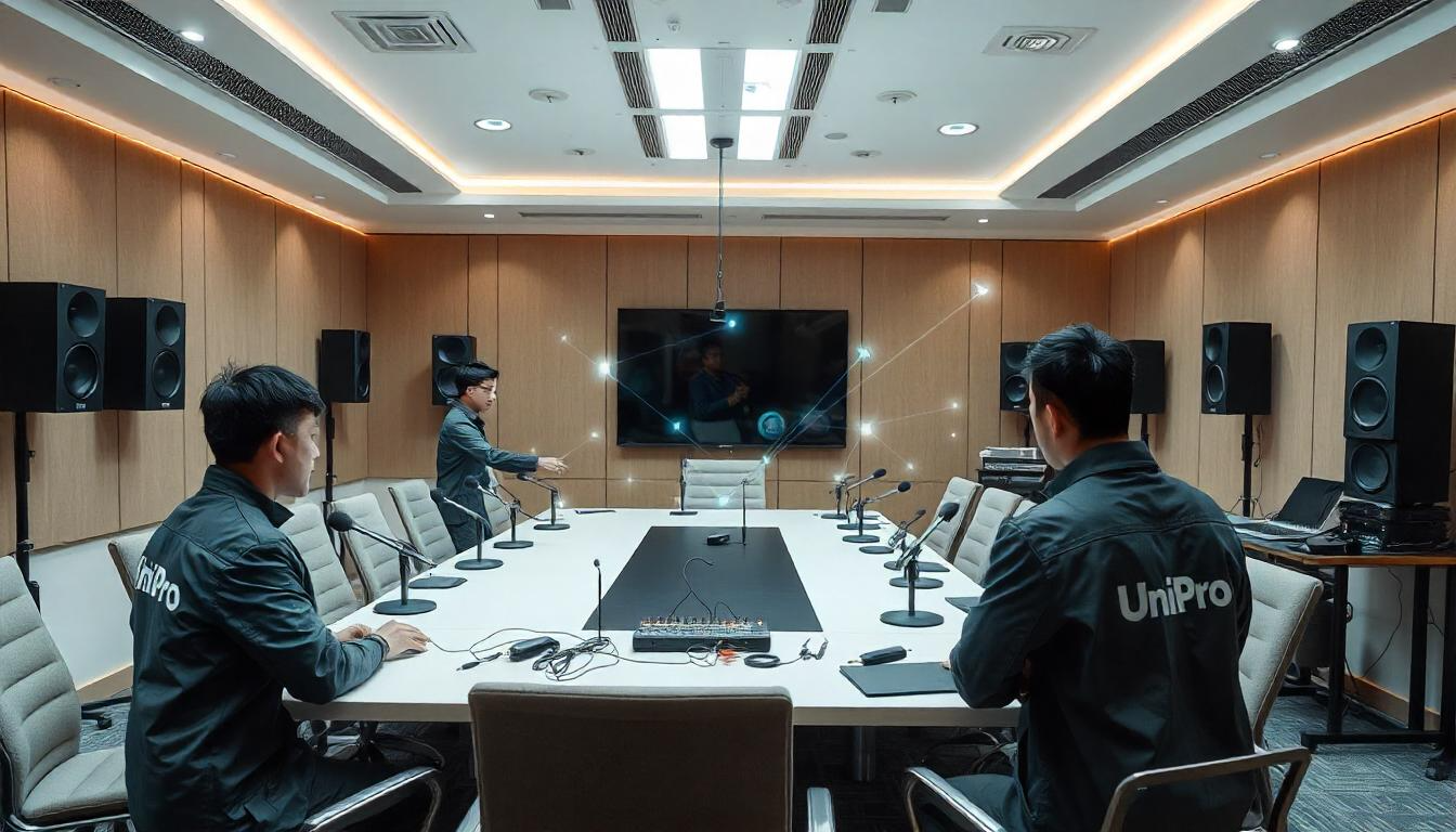 Pengerjaan Sound System untuk Ruang Rapat yang Dikerjakan oleh Team UniPro Multi Perdana