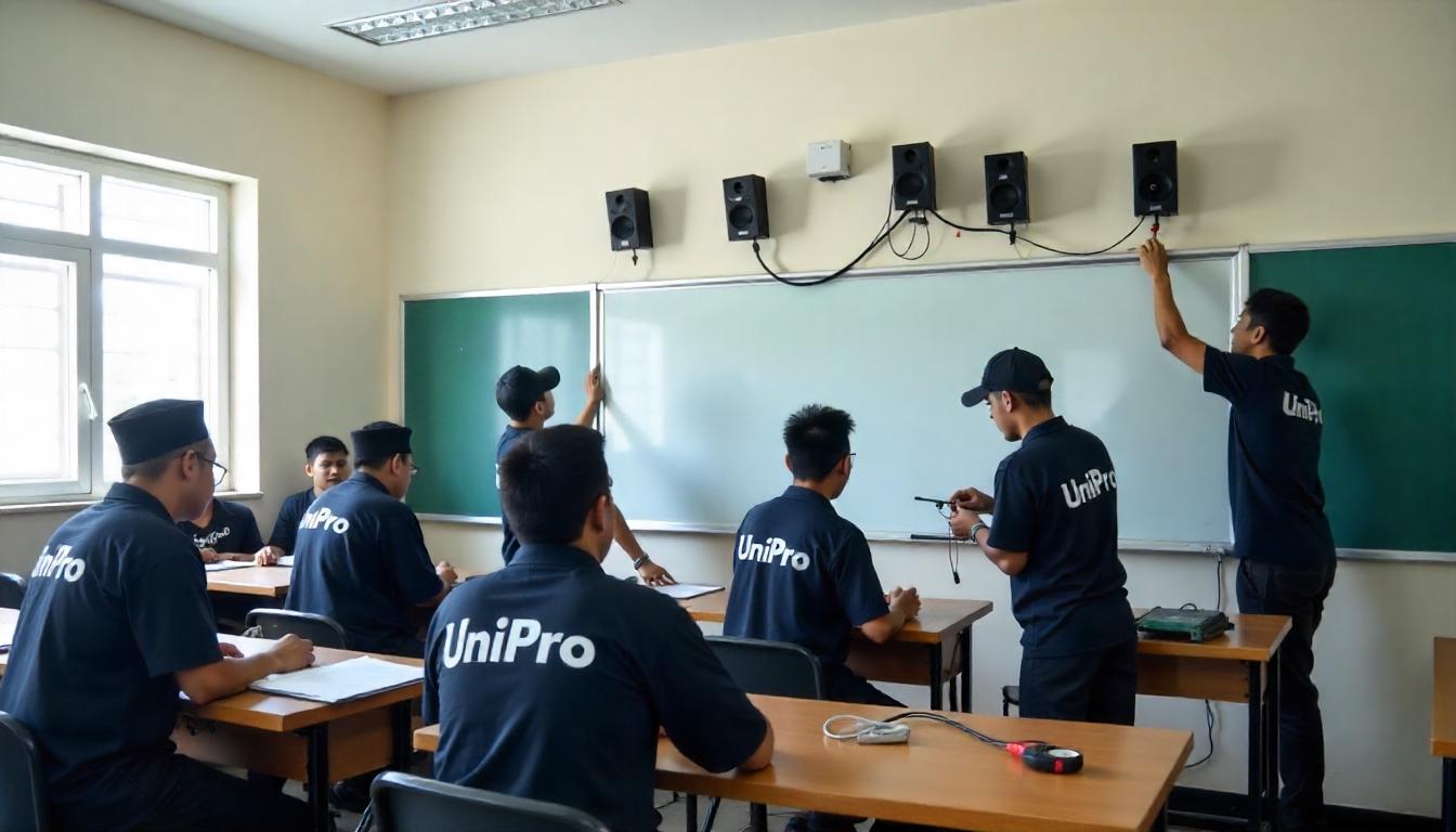 Pengerjaan Paket Sound System Sekolah dari Team UniPro Multi Perdana