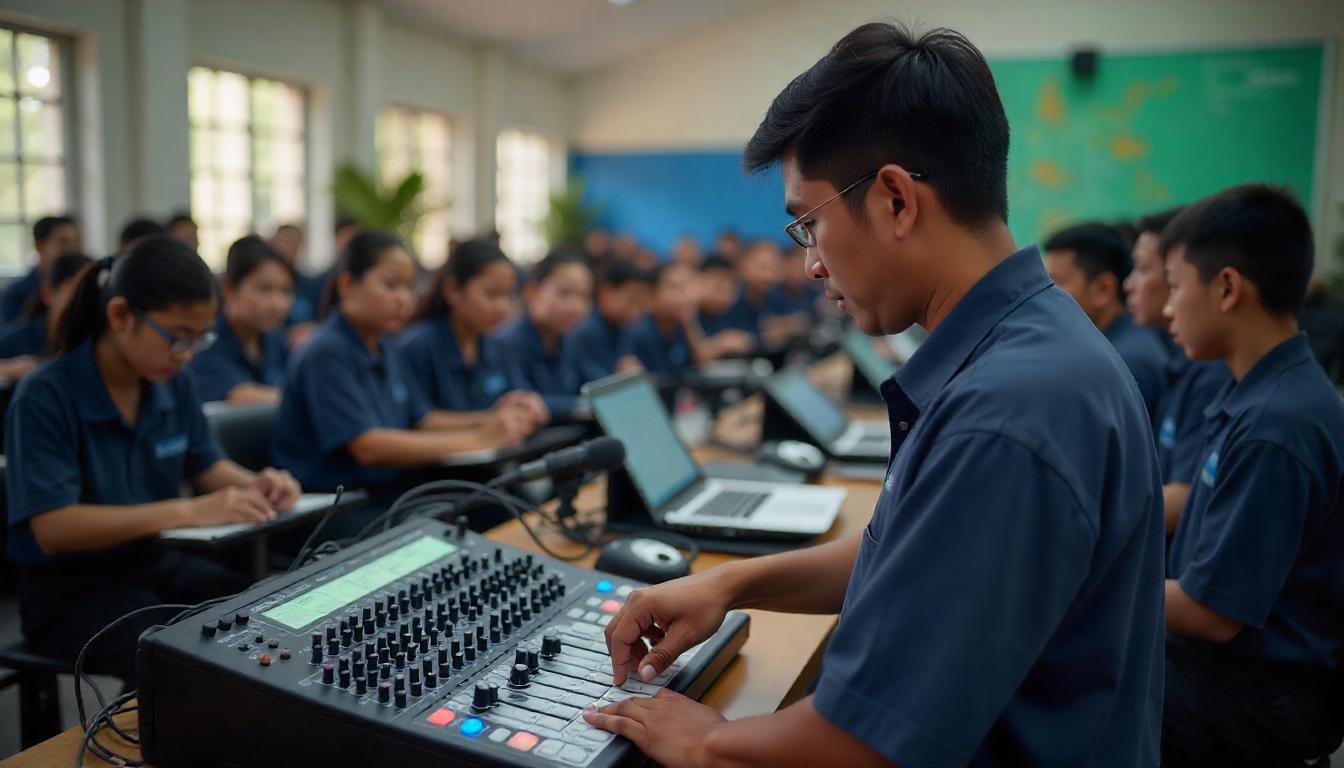 Penggunaan Mixer Audio di Sebuah SMK