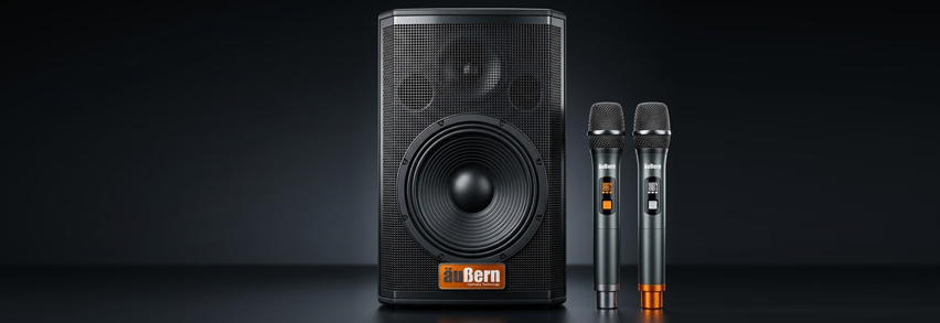 Aubern GT8 dengan Mic Wireless yang Powerfull sehingga Cocok dan Reccomended untuk Home Theater Serbaguna yang Dapat Difungsikan Ruang Karaoke